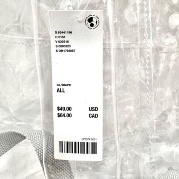 New Urban Outfitters UO Clear Backpack Stadium Bag